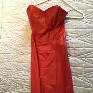 Strapless Red Leather Mini Dress WOW! SEXY!